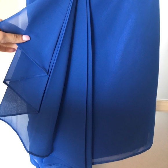 Royal blue dress one shoulder strap - Picture 3 of 4